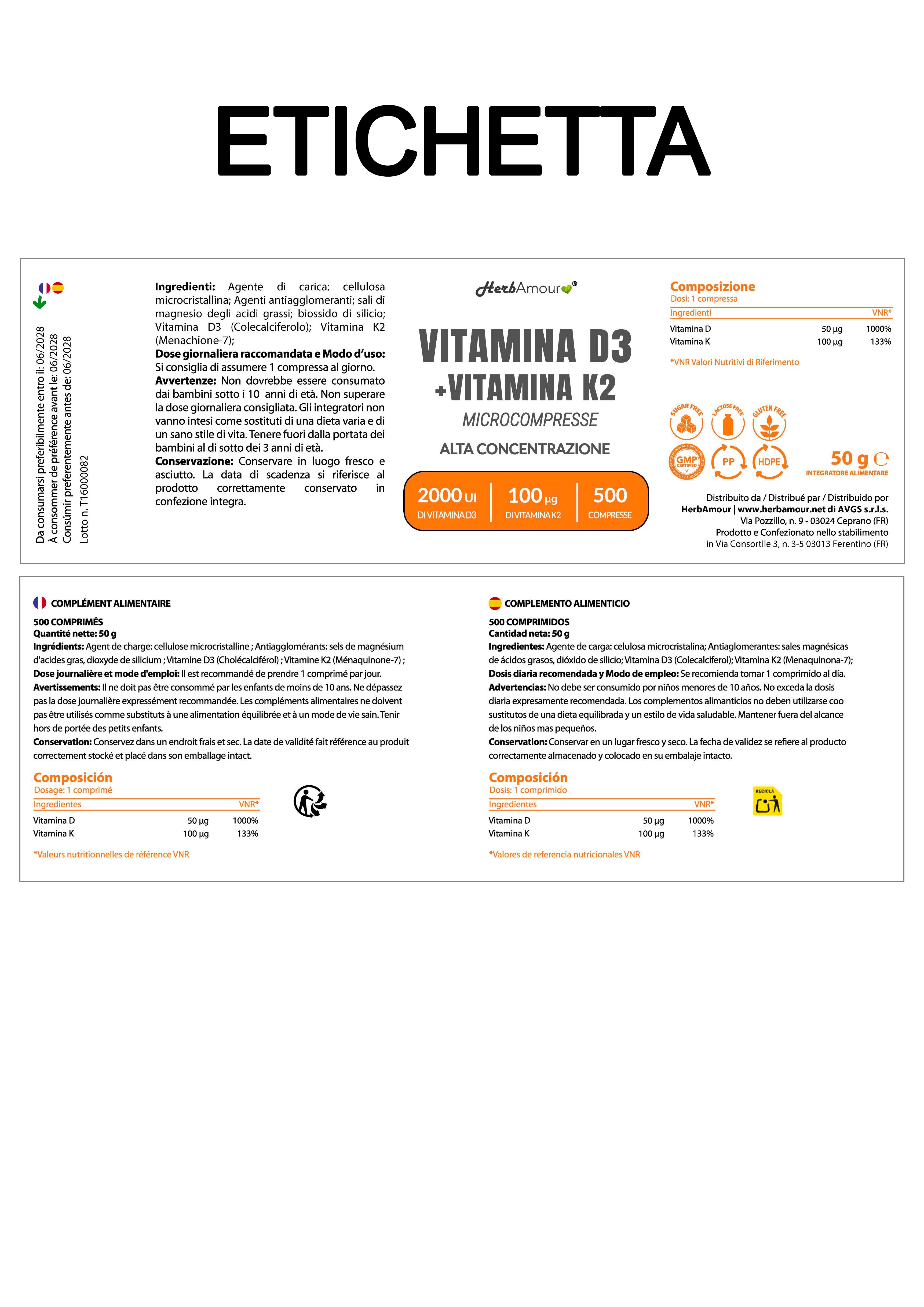 HerbAmour® Vitamina D3 + K2